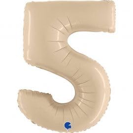 40In Satin Cream Number 5 Foil Balloon von Grabo