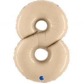 40In Satin Cream Number 8 Foil Balloon von Grabo