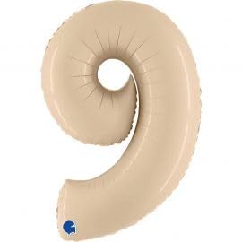 40In Satin Cream Number 9 Foil Balloon von Grabo