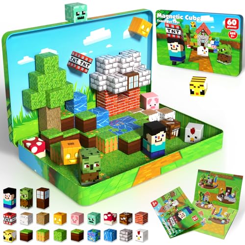 GraceDuck Magnetische Bausteine Reise Spielzeug 60 Teile im Tragbare Eisenbox Magnetbausteine Geeignet für ruhiges Spielen im Flugzeug und im Auto STEM Geschenk Montessori Reisespiele Kinder ab 4+ GraceDuck Magnetische Bausteine Reise Spielzeug 60 Teile im Tragbare Eisenbox Magnetbausteine Geeignet für ruhiges Spielen im Flugzeug und im Auto STEM Geschenk Montessori Reisespiele Kinder ab 4+ von GraceDuck