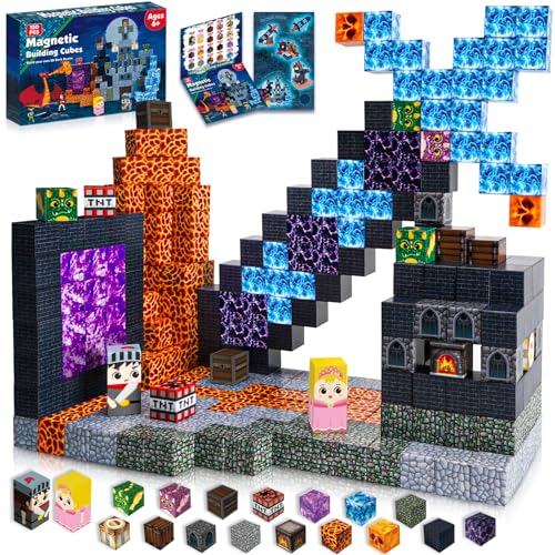 GraceDuck Magnetische Bauwelt Bauen Deine Magnete Welt Rettung der Prinzessin Edition Magnetische Bausteine Magnetic Blocks 150PCS Spielzeug ab 5 6 7 8 9 Jahre Jungen Geschenk für Jungen und Mädchen von GraceDuck