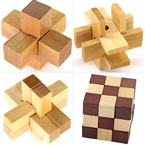 Gracelaza Denksportaufgaben Cube - Knobelspiele Set - Holzspielzeug - 3D Puzzle - Geduldspiel aus Holz - Ideal Mind Spielzeug und Geschenk für Junge und Mädchen von Gracelaza