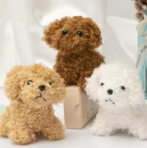 GracesDawn 3 Stück Stofftier-Hund, 11,9 cm, superweiche Teddy-Hundepuppe, Cartoon-Plüschtier, niedlich, Khaki, Kaffee, Weiß von GracesDawn