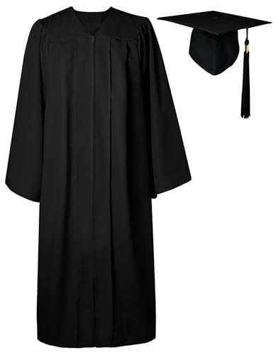 GraduatePro Abschluss Talar mit Hut Schwarz Absolventen Robe Bachelor Uni Master Kostüm Geschenke Absolventen Akademischer Herren Damen 39=3XS von GraduatePro