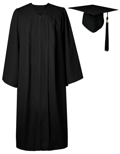 GraduatePro Abschluss Talar mit Hut Schwarz Absolventen Robe Bachelor Uni Master Kostüm Geschenke Absolventen Akademischer Herren Damen 60=2XL von GraduatePro