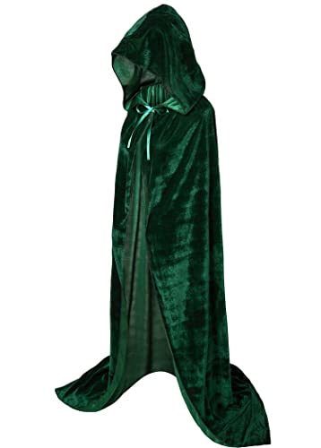 GraduatePro Hooded Cloak Long Velvet Cape, Full Length Robe Halloween Dress Cosplay Costumes for Unisex Adults, wald, Einheitsgröße von GraduatePro