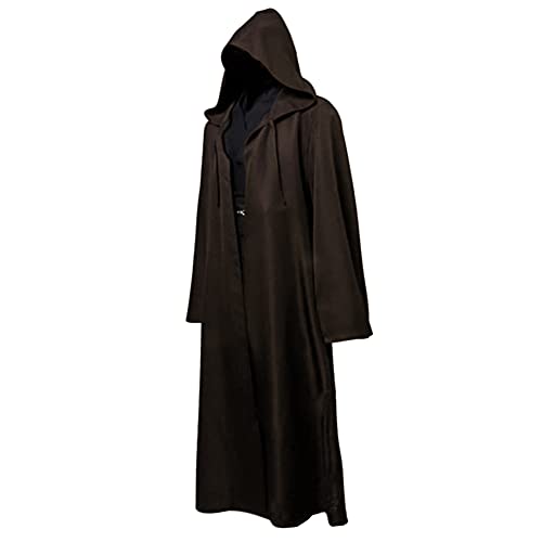 GraduatePro Kapuzenumhang mit Ärmeln Cape Männer Frauen Tunika Ritter Jedi Phantasie Mittelalter Lange Halloween Cosplay Erwachsene Kostüm (Braun, XL) von GraduatePro