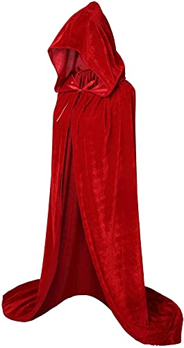 GraduatePro Rotkäppchen Kostüm Prinzessinnen Umhang Cape mit Kapuze Rot Damen Lange Vampir Fasching Karneval für Halloween Kleid Unterrock Mantel Poncho Kap von GraduatePro