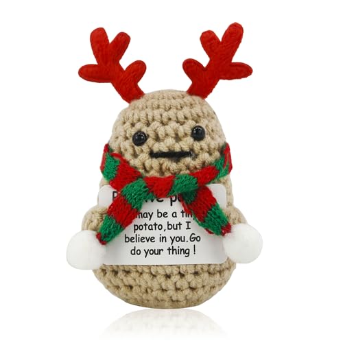 GraduatePro Weihnachtselch Pocket Hug Positive Kartoffel Potato, Kreative Kartoffel Puppe und Kleine Umarmung Glücksbringer, Gute Besserung Geschenke, Mutmacher Prüfung Schwester Geschenke von GraduatePro