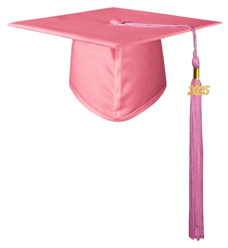 GraduationMall Doktorhut Studentenhut,Uni Abschluss Hut 2025 Anhänger Quaste für die Abschlussfeier vom Hochschule,Abitur,Bachelor Hut Rosa von GraduationMall