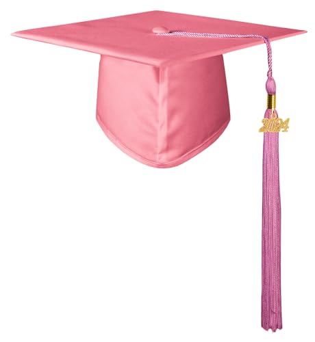 GraduationMall Doktorhut Studentenhut,Uni Abschluss Hut 2024 Anhänger Quaste für die Abschlussfeier vom Hochschule,Abitur,Bachelor Hut Rosa von GraduationMall