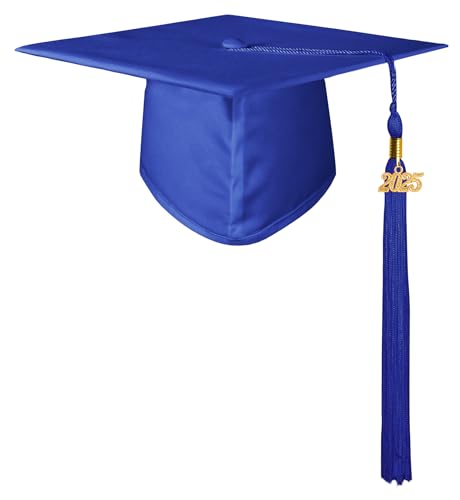 GraduationMall Doktorhut Studentenhut,Uni Abschluss Hut 2024 Anhänger Quaste für die Abschlussfeier vom Hochschule,Abitur,Bachelor Hut Royalblau von GraduationMall