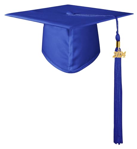 GraduationMall Doktorhut Studentenhut,Uni Abschluss Hut 2025 Anhänger Quaste für die Abschlussfeier vom Hochschule,Abitur,Bachelor Hut Royalblau von GraduationMall