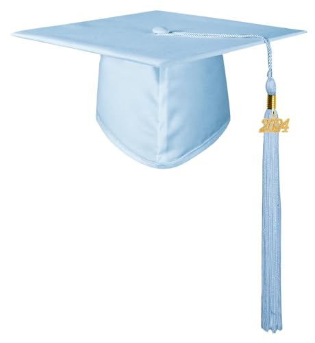 GraduationMall Doktorhut Studentenhut,Uni Abschluss Hut 2023 Anhänger Quaste für die Abschlussfeier vom Hochschule,Abitur,Bachelor Hut Himmelblau von GraduationMall