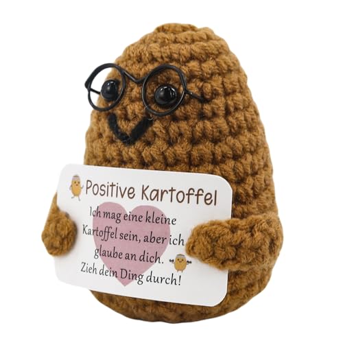 GraduationMall Positive Kartoffel Puppe Lustige Positive Potato,Kreative Strickwolle mit Energiekarte,Motivationsgeschenke für Familie,Freunde,Kollegen von GraduationMall