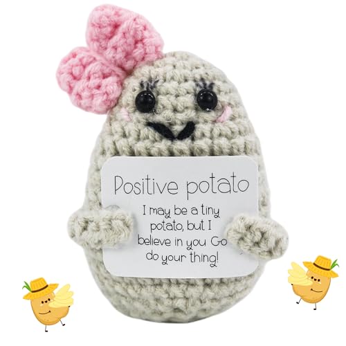 GraduationMall Positive Potato Positive Kartoffel Puppe,Kreative Strickwolle mit Positiver Energiekarte,Motivationsgeschenke für Frauen Freundin von GraduationMall