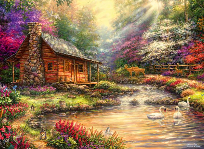 Grafika Chuck Pinson - Brookside Retreat 4000 Teile Puzzle Grafika-02996-P von Grafika