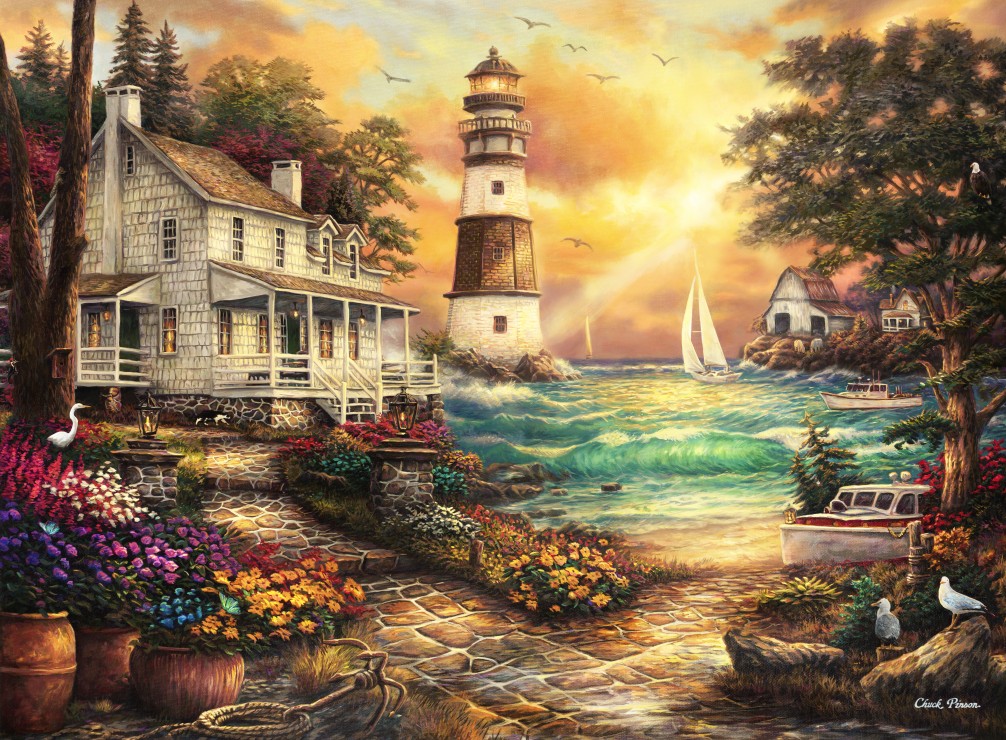 Grafika Chuck Pinson - Cottage by the Sea 2000 Teile Puzzle Grafika-F-30755 von Grafika