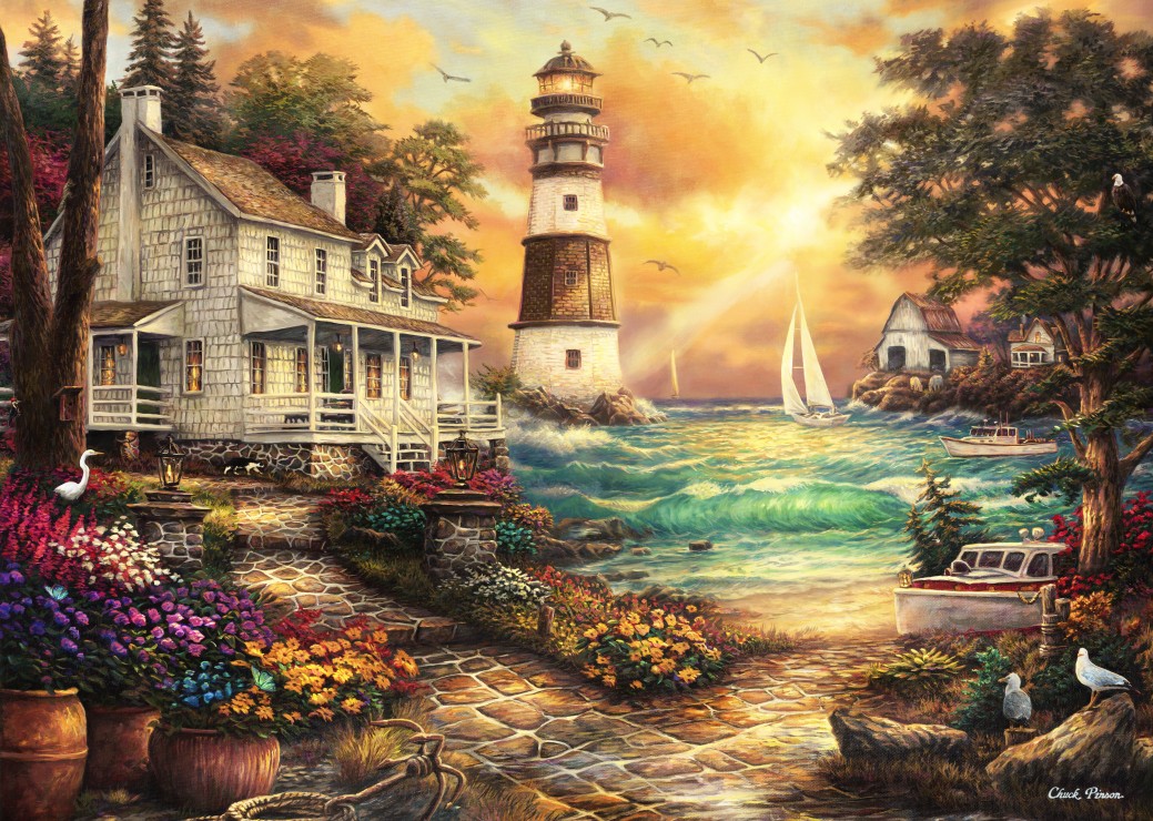 Grafika Chuck Pinson - Cottage by the Sea 500 Teile Puzzle Grafika-F-32296 von Grafika