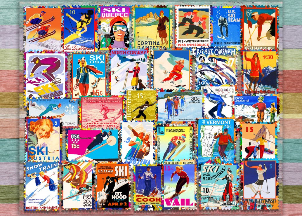 Grafika Ski Stamp Posters 500 Teile Puzzle Grafika-F-33640 von Grafika