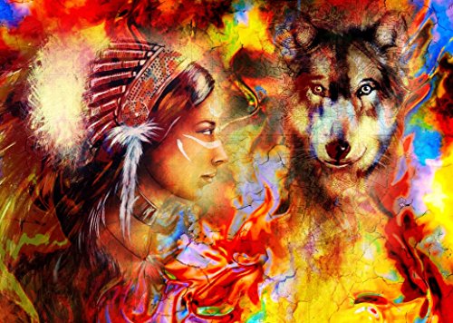 Puzzle 500 Teile – Die Indianerin und der Wolf von Grafika