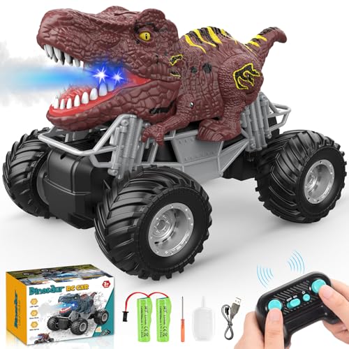 Gralal Dinosaurier Spielzeug Ab 3-8 Jahre Junge, Monstertruck Ferngesteuertes Auto Ab 3 4 5 6 7 8 Jahre, Geschenk Junge Kinder 3-6 Jahre, Rc Auto Mit LED-Leuchten Dino Outdoor Dino Spielzeug von Gralal