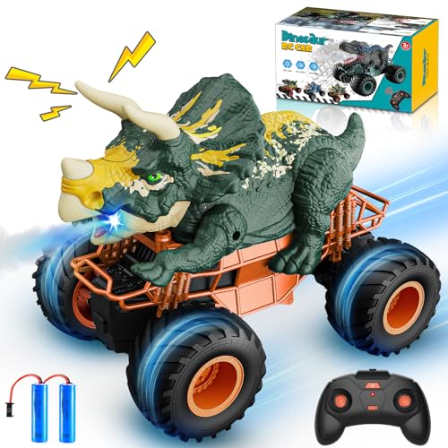 Gralal Monstertruck Ferngesteuertes Auto Ab 3 4 5 6 7 8 Jahre, Dinosaurier Spielzeug Ab 4 5 6 7 8 Jahre Junge Jungen Geschenk Junge 3-8 Jahre, Rc Auto mit Leuchten Spray Kinderspielzeug Ab 4-9 Jahre von Gralal