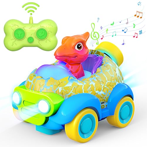 Gralal Ferngesteuertes Auto ab 2-7 Jahre, Dinosaurier Spielzeug ab 2 3 4 5 6 Jahre Junge, RC Auto Monstertruck mit Musik, LED-Leuchten, Outdoor Spielzeug Kleine Geschenke für Kinder von Gralal