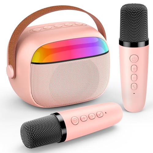 Gralal Karaoke Maschine mit 2 Mikrofon Kinder, Geschenk Mädchen 3-12 Jahre Mini Karaoke Mikrofon Kinder Mädchen Spielzeug ab 3-12 Jahre Mädchen Weihnachts Geschenke für Mädchen von Gralal