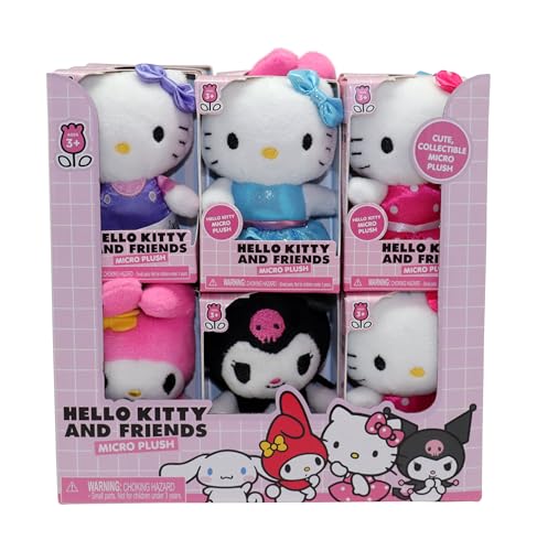 Grandi Giochi Hello Kitty Microplush zum Sammeln mit Hello Kitty, My Melody, Kuromi und Cinnamonroll – weiche Plüschtiere von 8 cm – weich und lustig von Grandi Giochi