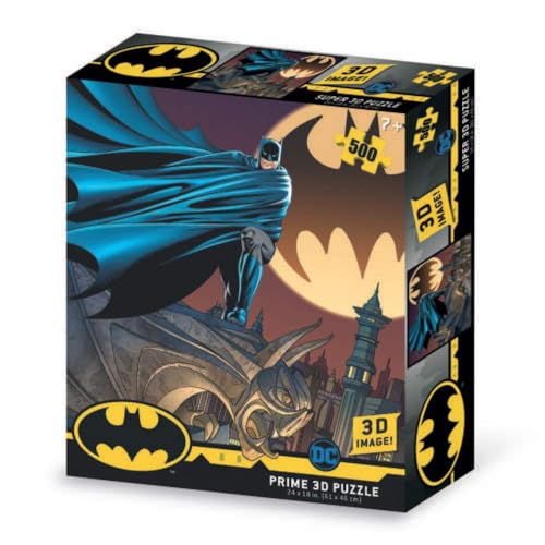 Grandi Giochi PUD00000 DC Comics Batman mit Batsignal Linsenförmiges Puzzle horizontal, inkl. 500 Teilen und 3D-Effekt Verpackung-PUD01000 von Grandi Giochi