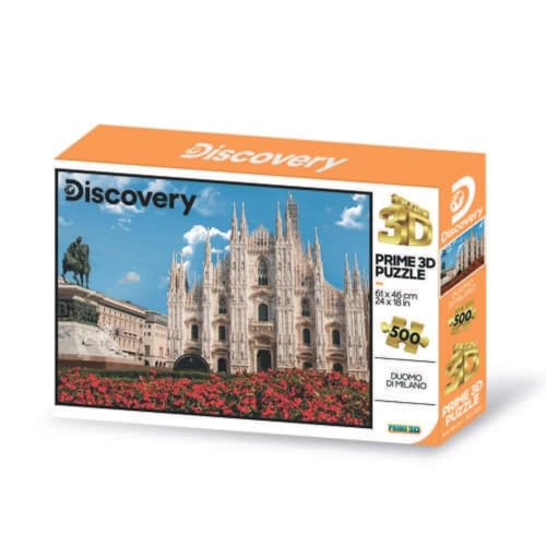 Grandi Giochi PUV01000 Dom Discovery Duomo Milano horizontales Linsenpuzzle, mit 500 Teilen und 3D-Effekt-Packung-PUV01000 von Grandi Giochi