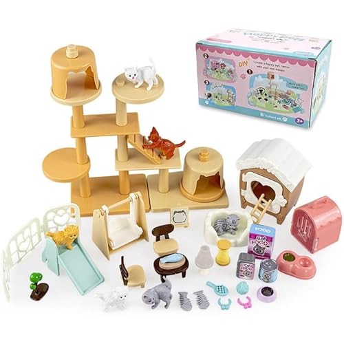 Grantop MMLY-s97 Katzenfiguren-Spielset, Spielzeug mit Futterplatte, Rutschspielzeug, Katzenhaus-Möbel, Puppenzubehör, Lernspielzeug, Geschenk, Kinder, Jungen, Mädchen, 3, 4, 5, 6 Jahre, 53 Stück Grantop MMLY-s97 Katzenfiguren-Spielset, Spielzeug mit Futterplatte, Rutschspielzeug, Katzenhaus-Möbel, Puppenzubehör, Lernspielzeug, Geschenk, Kinder, Jungen, Mädchen, 3, 4, 5, 6 Jahre, 53 Stück von Grantop