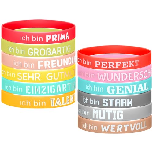 Graplan 36 Stück Motivationsarmbänder auf Deutsch, Silikon Armbänder mit Inspirierenden Sprüchen, Motivierendes Silikonarmband, Mutmacher Geschenke, Party Mitgebsel für Teenager von Graplan