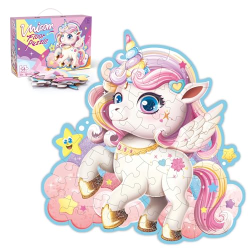 Kinder Puzzle ab 3 Jahren 54 Stück Einhorn Puzzle Giant Floor Puzzle für Kinder Große Kleinkind Puzzles für 3 4 5 Jahre alt Geschenke für Mädchen Einhorn Spielzeug für Jungen Mädchen von Grarain