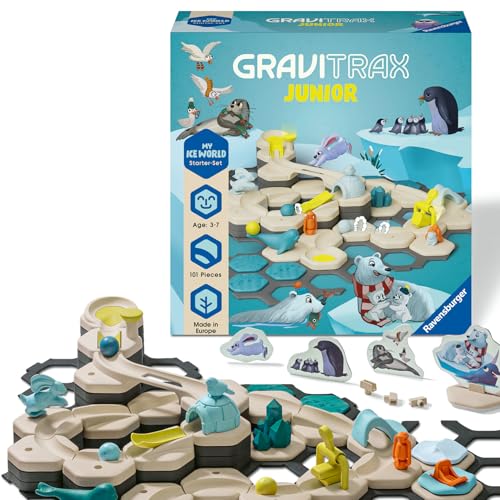 GraviTrax Ravensburger Junior Starter-Set L Ice 27060 - Murmelbahn überwiegend aus nachwachsenden Rohstoffen mit Themenwelten, Lern- und Konstruktionsspielzeug für Jungs und Mädchen ab 3 Jahren von GraviTrax