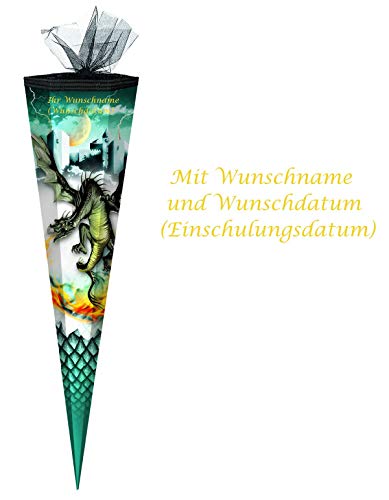 Schultüte mit Gravur / Zuckertüte / 85cm / eckig / "Dragon" von Gravur by Livepac Office