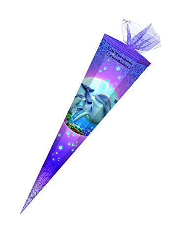 Schultüte mit Namensgravur - Zuckertüte - 85cm - eckig - "Delfin" von Gravur by Livepac Office