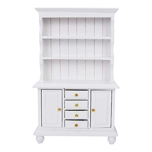 1:12 Puppenhauszubehör Dreischichtiger Holzschrank, Miniatur-Bücherregalschrank, Hängeschrank-Display für die tägliche Spielkameradendekoration (White) von Grcfumo