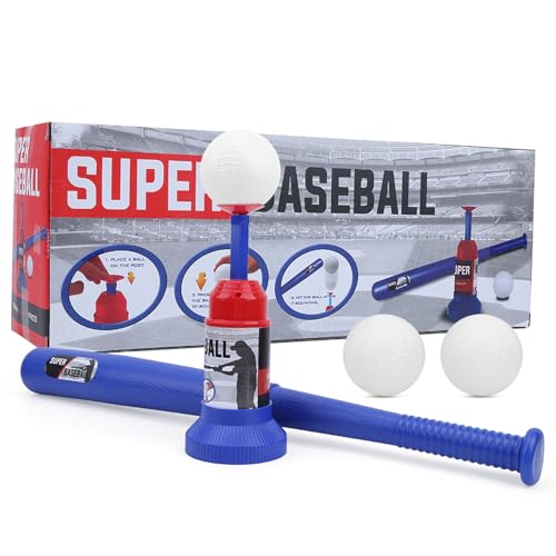 Grcfumo Baseball-Spielzeug, halbautomatischer Baseball-Werfer, Baseballschläger-Spielzeug, drinnen und draußen, Sport-Teeball-Set, Spielzeug für Kinder von Grcfumo