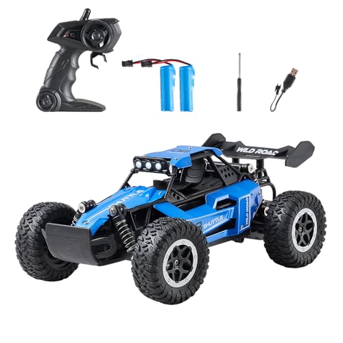 Great-JUNAMT Remote & App-Controlled Cars Ferngesteuertes Auto RC-Autos 1:16 Geländewagen Monstertruck LED-Scheinwerfer Outdoor 2WD Offroad Hobby RC 2,4 GHz High Speed (blau) von Great-JUNAMT