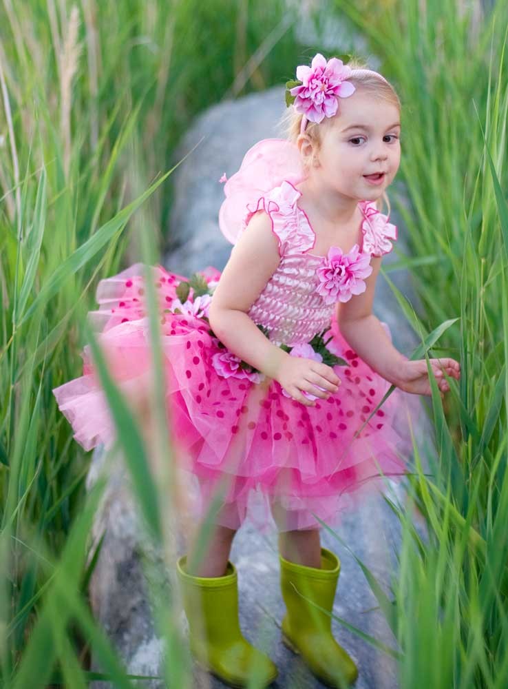 Feenkleid pink mit Flügeln, Grösse M von Great Pretenders