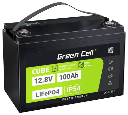 Green Cell CUBE LiFePO4 Spezial-Akku LiFePo-Block Schraubkontakt Li-Ion 12.8V 100Ah von Green Cell