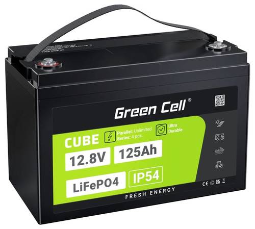 Green Cell CUBE LiFePO4 Spezial-Akku LiFePo-Block Schraubkontakt Li-Ion 12.8V 125Ah von Green Cell