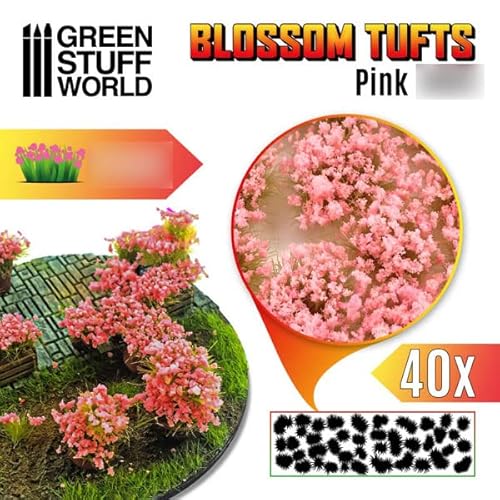 Green Stuff World für Modelle und Miniaturen Blütenbüschel 6mm selbstklebend - rosa Blumen 11336 von Green Stuff World