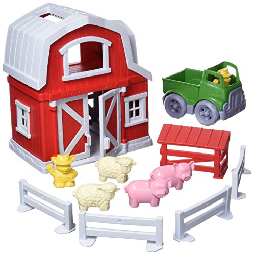 Green Toys Farm Playset, CB – 13-teiliges Pretend Play, Motor Skills, Sprache & Kommunikation für Kinder, Rollenspielzeug. Kein BPA, Phthalat, PVC. Dishwasher sicher, recycelter Kunststoff, von Green Toys