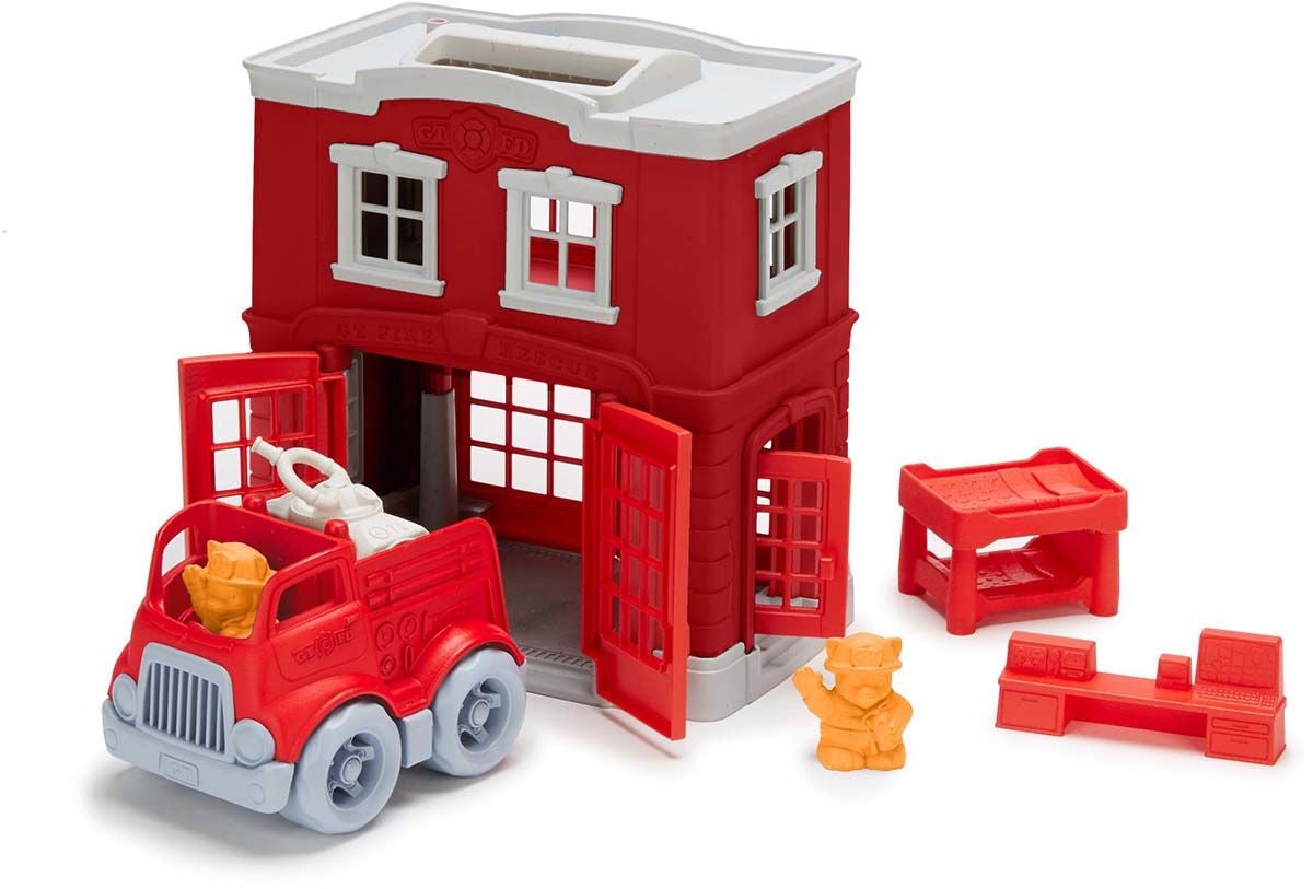 Green Toys Feuerwehrhaus Spielset 8 Teile von Green Toys