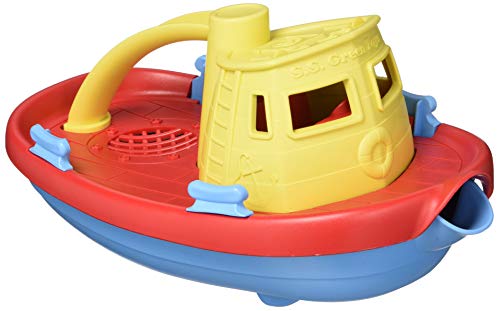 Green Toys Tugboat CB Sortiment - Simulationsspiel, Motorik, Badespielzeug für Kinder - Schwimmendes Ausgießfahrzeug ohne BPA, Phthalate, PVC - Spülmaschinenfest - Recycelter Kunststoff von Green Toys