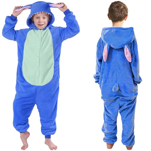 GreenYeah Kinder Schlafanzug Cosplay, Cartoon Kostüm Onesie Jumpsuit, Kinder Tier Onesies, Kinder Onesie Jumpsuit Schlafanzug Jungen Mädchen mit Kapuze, Kinder Karneval Cosplay Verkleidung (105) von GreenYeah