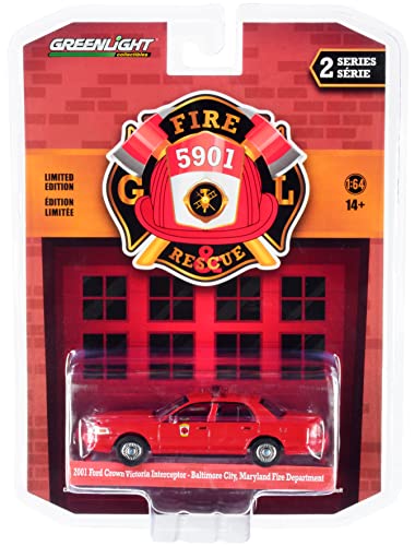 2001 Krone Victoria Interceptor Red Baltimore City Fire Department (Maryland) Fire & Rescue Series 2 1/64 Diecast Modellauto von Greenlight 67020 E von Greenlight